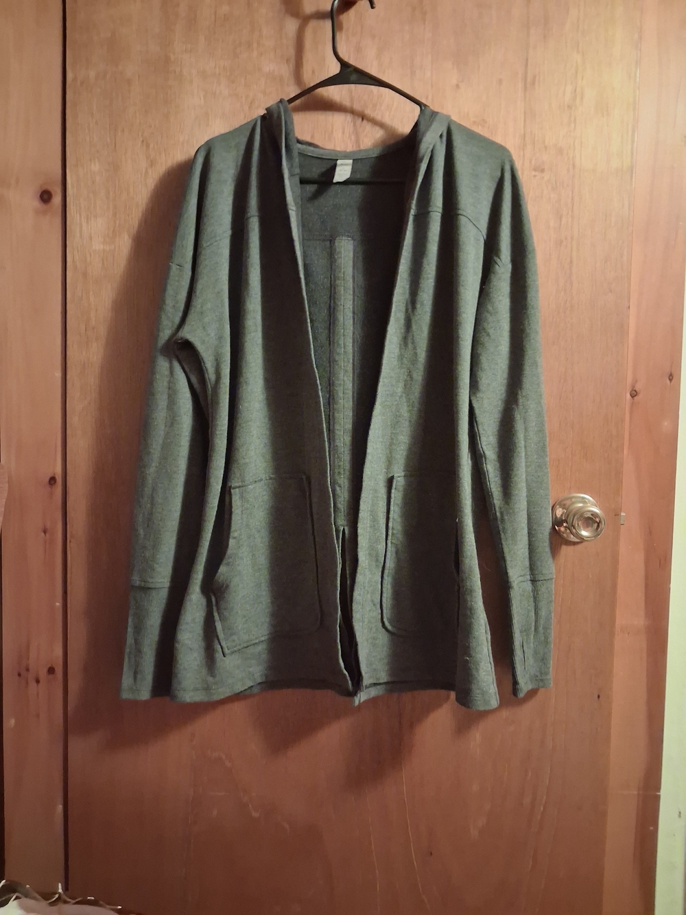 Open-Front Grey Women's Hoodie Cardigan Sweater